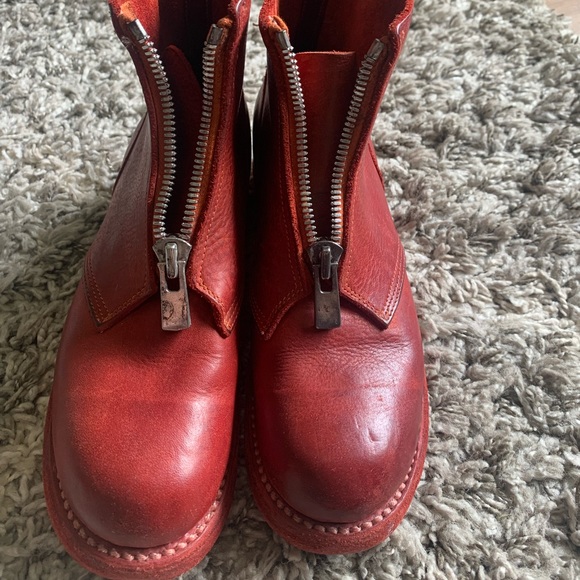 Women's Red Front Zippered Boots - Picture 3 of 6